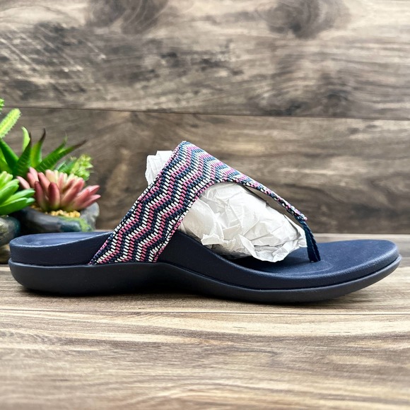 NIB Aetrex Rita 40 9-9.5 Thong Sandal Flip Flops Navy AE875 - Picture 8 of 12